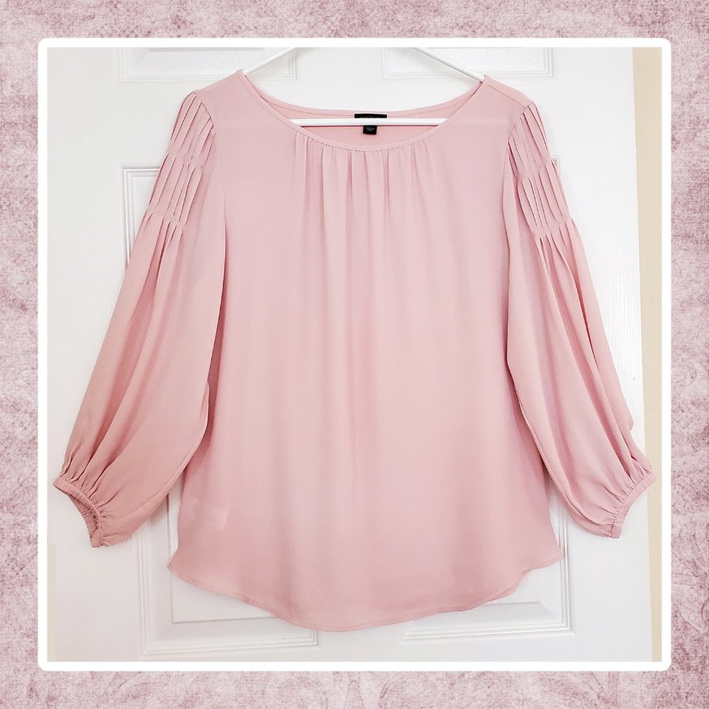 NEW Ann Taylor Mixed Media Pleat 3/4 Sleeve Blouse
